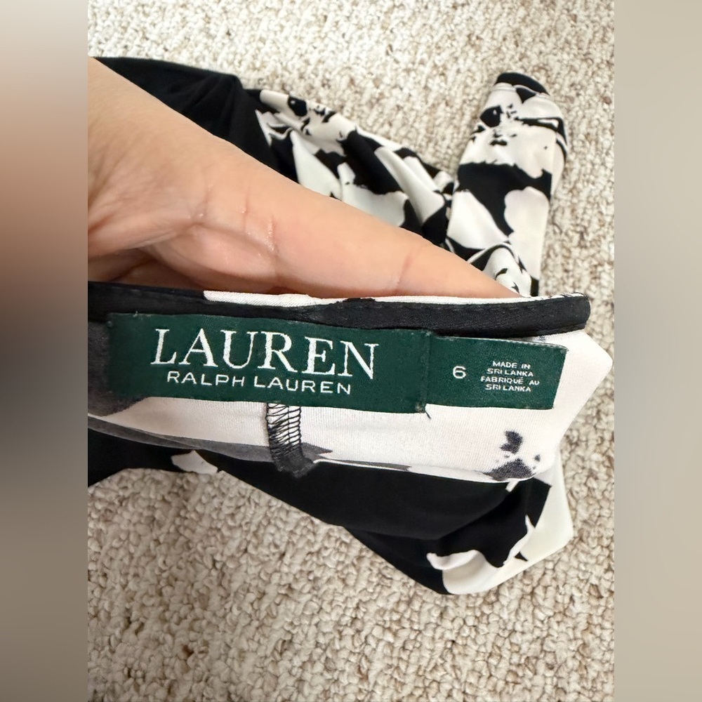 Ralph Lauren Black and White Floral Long Sleeve Dress size 6 - Picture 2 of 9